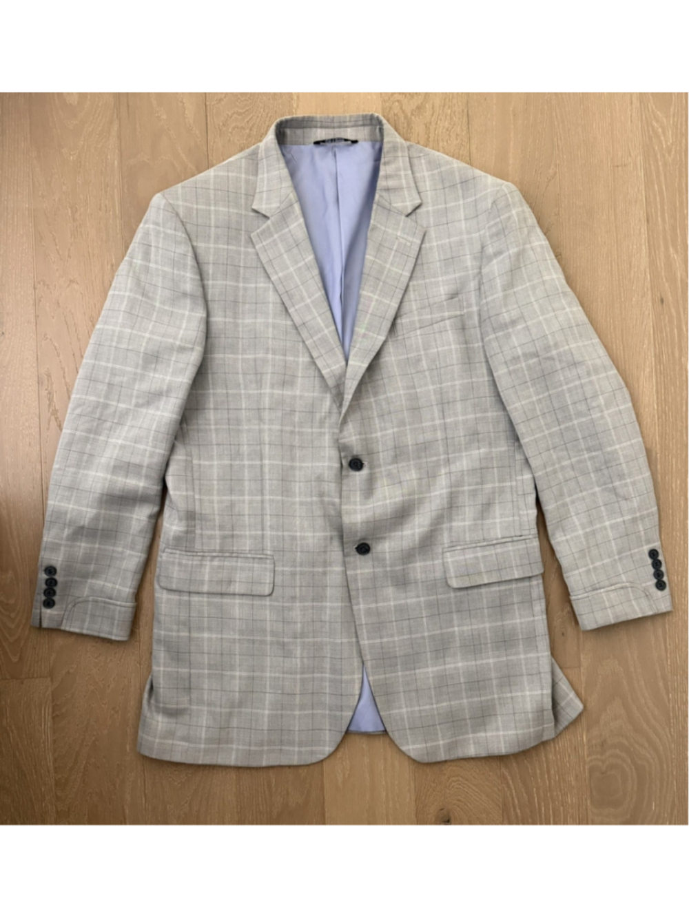 FUBU The Collection Gray Plaid Blazer Sport Coat 44L Two Button Business Casual